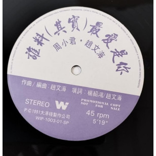周小君 趙文海 誰料(其實)最愛是你 有簽名 1991 Hong Kong Promo Autographed 12" Single EP Vinyl LP 45轉單曲 電台白版碟香港版黑膠唱片 周啟生胞姊 電視劇插曲 *READY TO SHIP from Hong Kong***